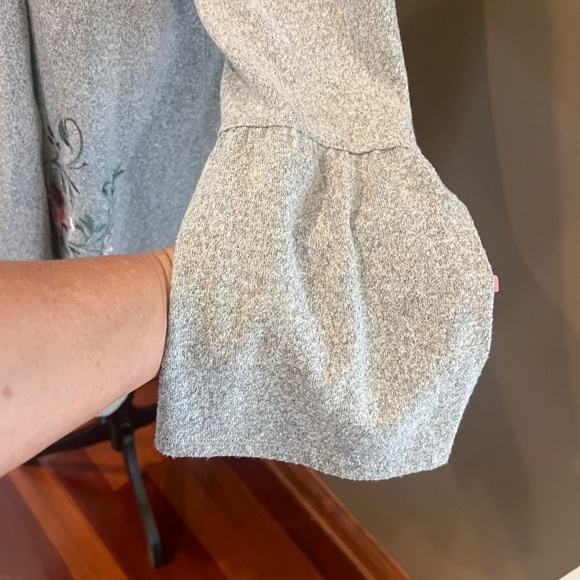 INC International Concepts Gray Embroidered Pink Floral Bell Sleeve, Size XL - Picture 7 of 11